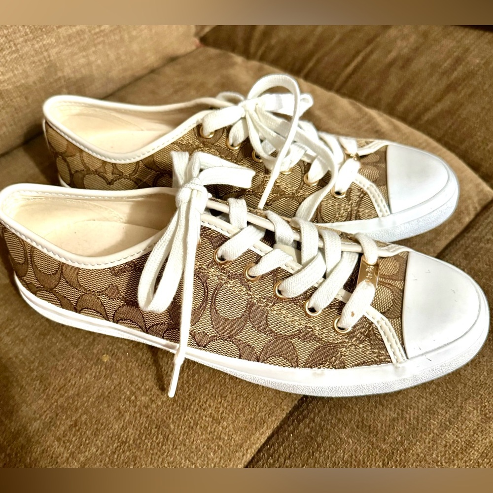 Coach C Logo Sneakers Signature Canvas Shoes Womens 9 Empire